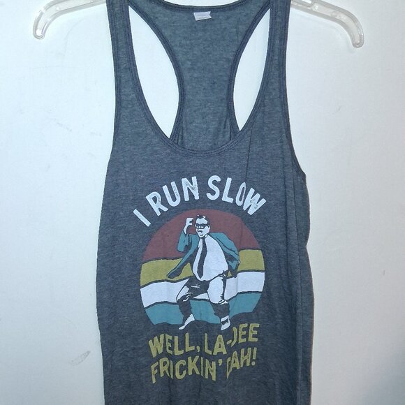I RUN SLOW women's jogging tank top L Tultex Chris Farley Van River Motivational - Picture 1 of 3
